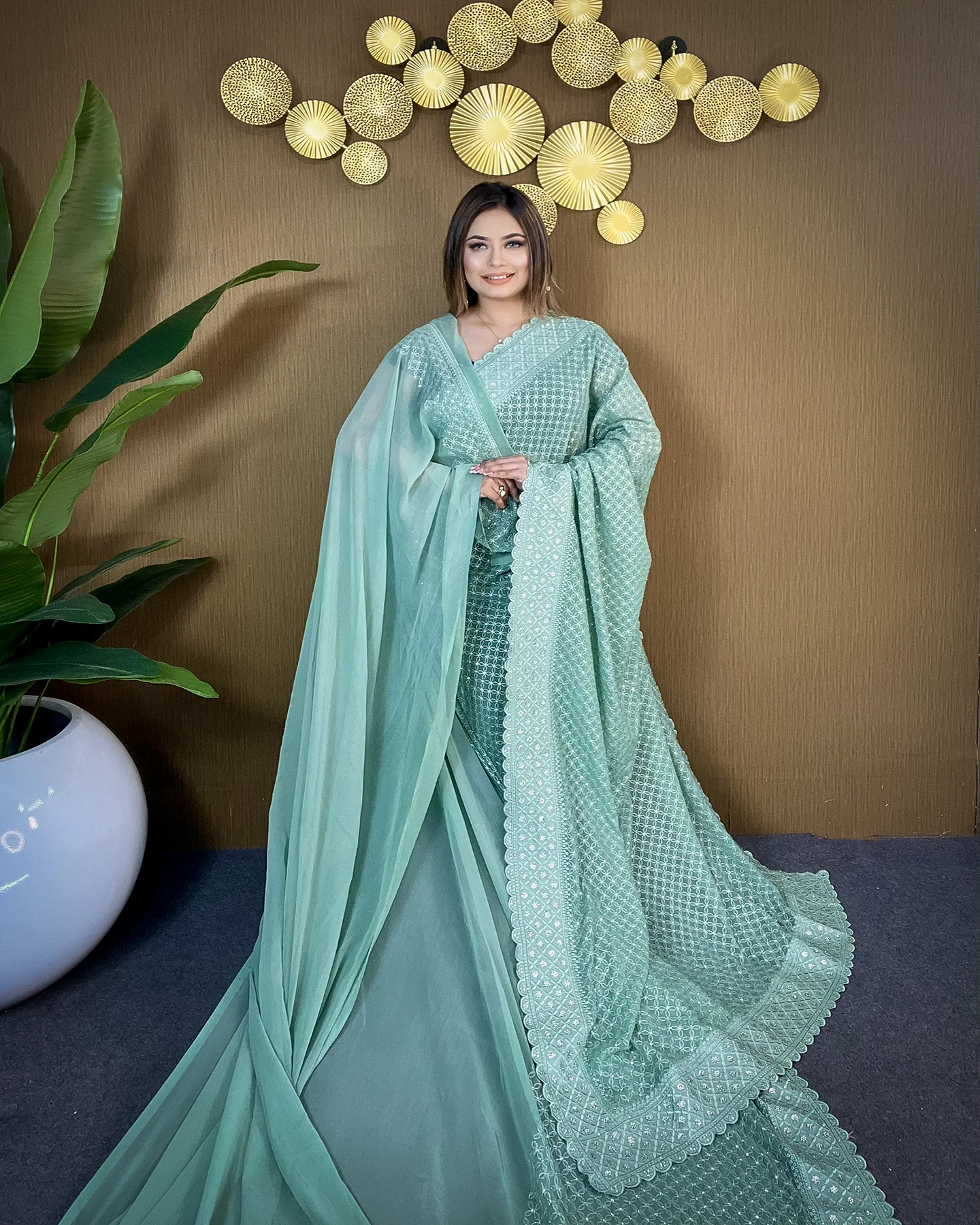 Light Pesta Soft Chiffon Georgette Saree
